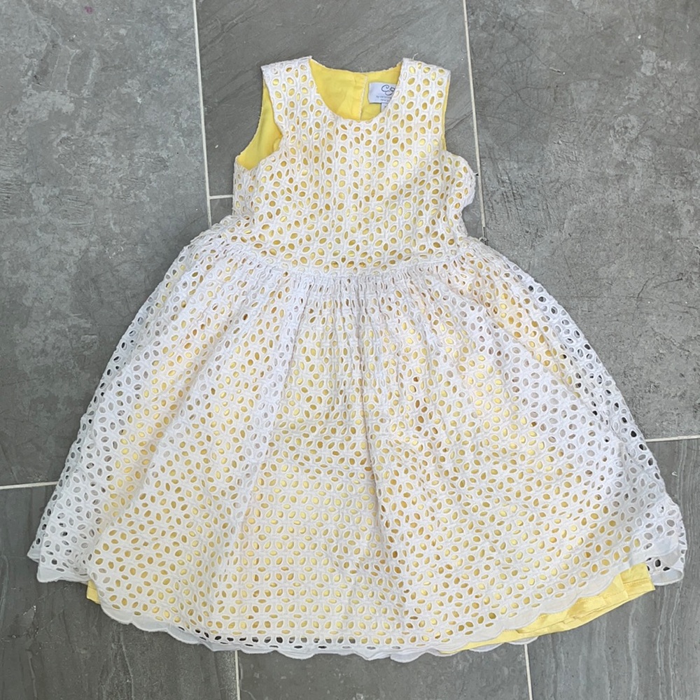 Girls yellow and white summer dress size 5